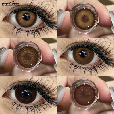 2 adet Göz İçi Lens Çikolata Renkli Kontakt Lensler Renkli Doğal Günlük Kullanım İçin Yıllık Lensler