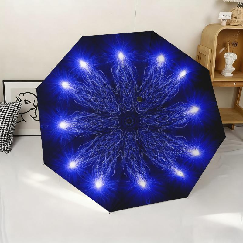 

Automatic Folding Umbrella with Blue Glowing Effect - Portable, Compact Design, 8-Rib Sturdy Frame, Auto-Open/Close, Ideal for (as the picture,Iron&8K)