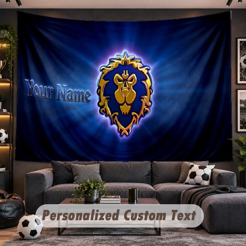 World of Warcraft Personalized Tapestry Support Custom Name, Wall Art Home Decoration