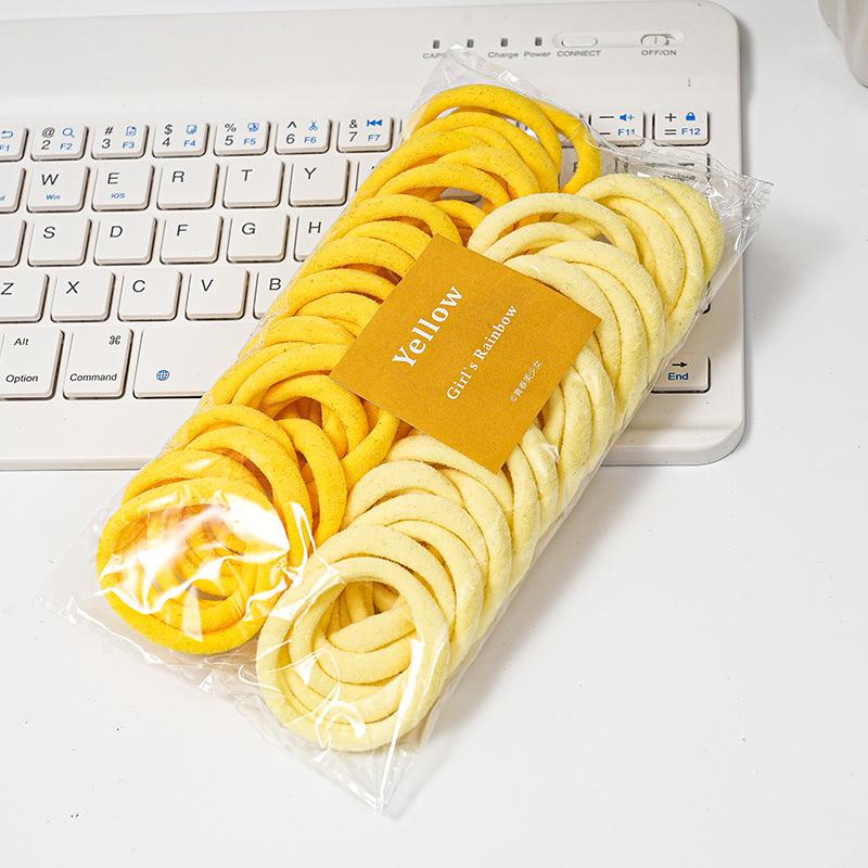 50Pieces Set of Dual Color Four Season High Elastic Seamless Hair Rope Simple and Durable Fashionable Leather Band Soft Knitt