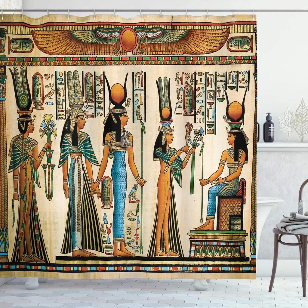 Shower Curtain Hieroglyphics Alphabet Symbols Cool Egypt Letters Drawing Bathroom Polyester Fabric Bath Curtain