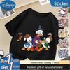 Disney 2025 Summer Street Fashion Boys Girls Cotton Skin Friendly Tops Donald Duck New Printed Short Sleeve T-Shirt