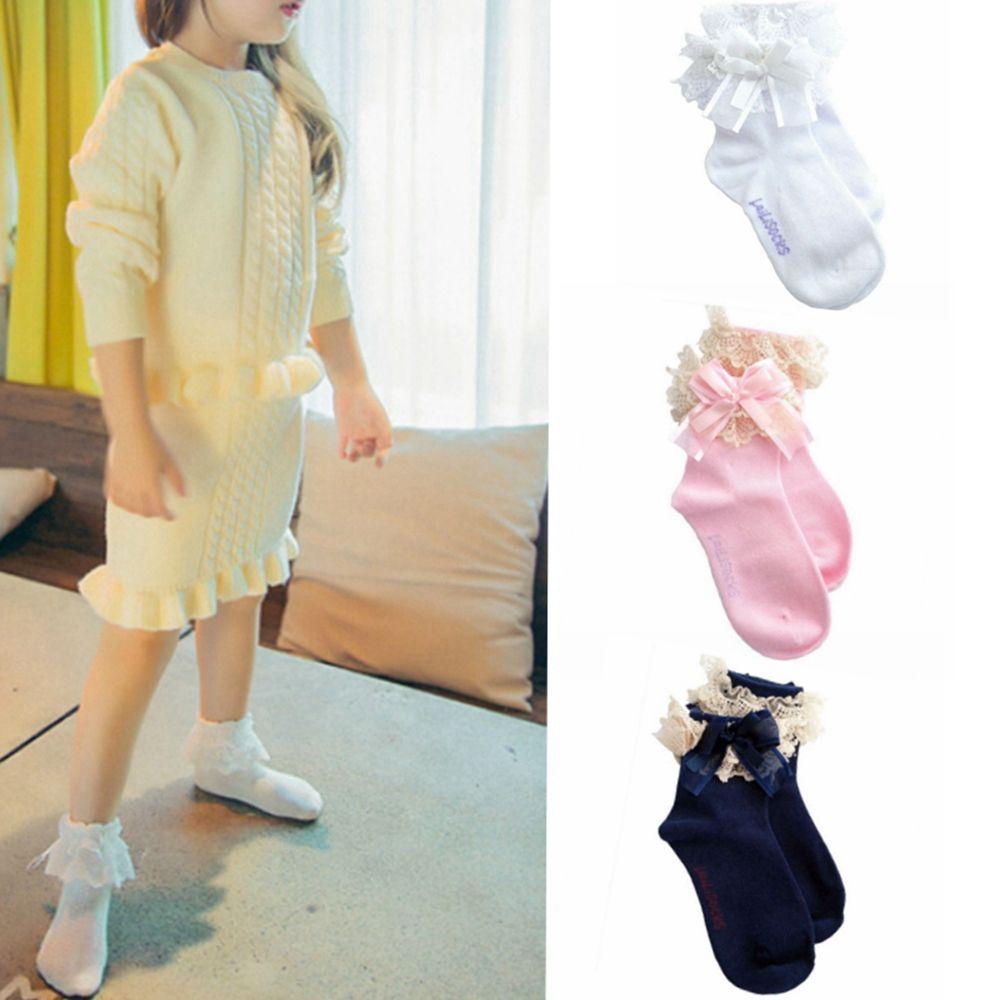 

Fashion Baby Girls Short Ankle Princess Socks Cotton Big Bow Lace Frilly Ruffle XL рожевий