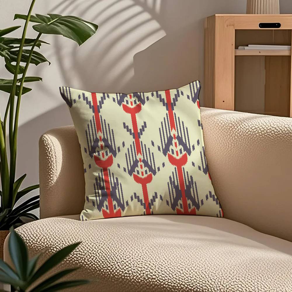 ART Native Fabric Pattern Pillow Case Comfort Sofa Bed Silky elegant Invisible zipper Custom Decorative cushion cover
