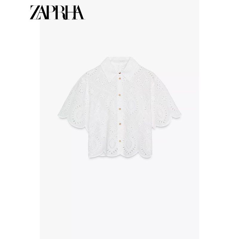 Zaprha 2025 New Arrival French Style Light and Beautiful Loose Cut Out Embroider Short Sleeve Shirt for Women 2298116