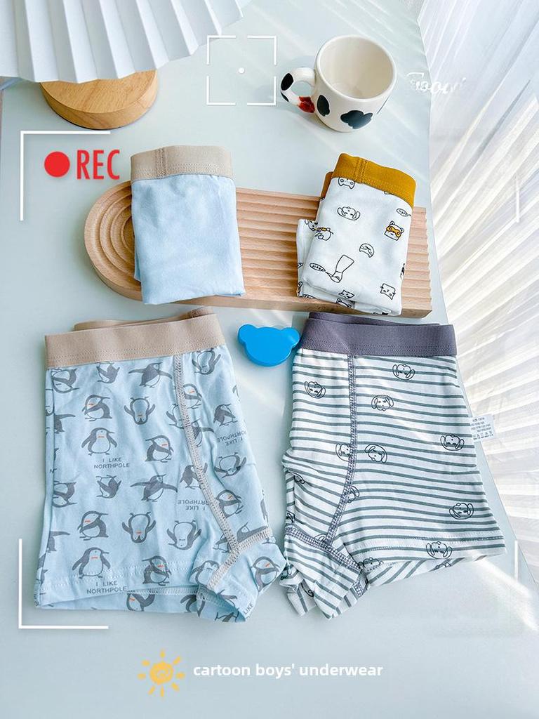 Children's Summer Cotton Boxer Briefs (Class A) for Boys Aged 9-12 - No Pinch Design.