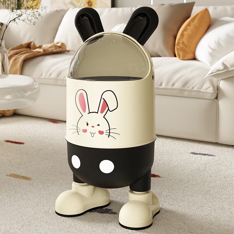 Huinizy Cartoon Rabbit Ear Flip-Top Trash Can