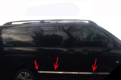 Lišta dveří (6 dílů, nerez) Dlouhá, 1 boční dveře pro Mercedes Vito/V-class W447 2014-