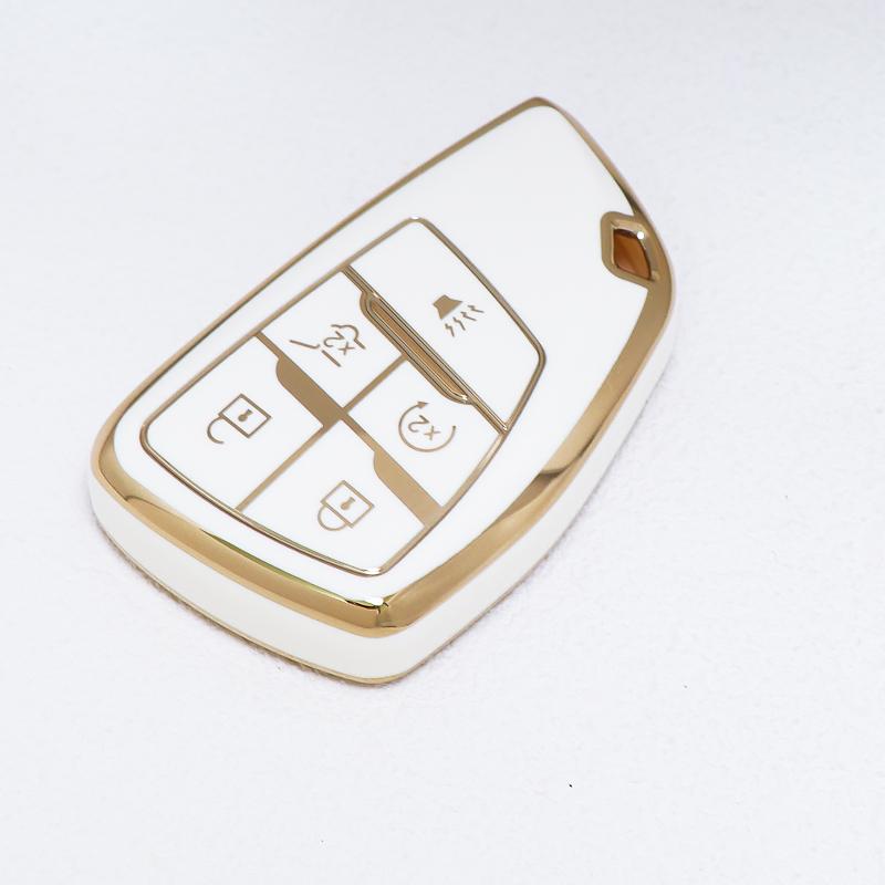 5 Buttons For GMC Yukon Gold Edge TPU Shell for Buick ENVISION S Plus Avenir for Chevrolet Tahoe Suburban Car Key Case Fob Cover