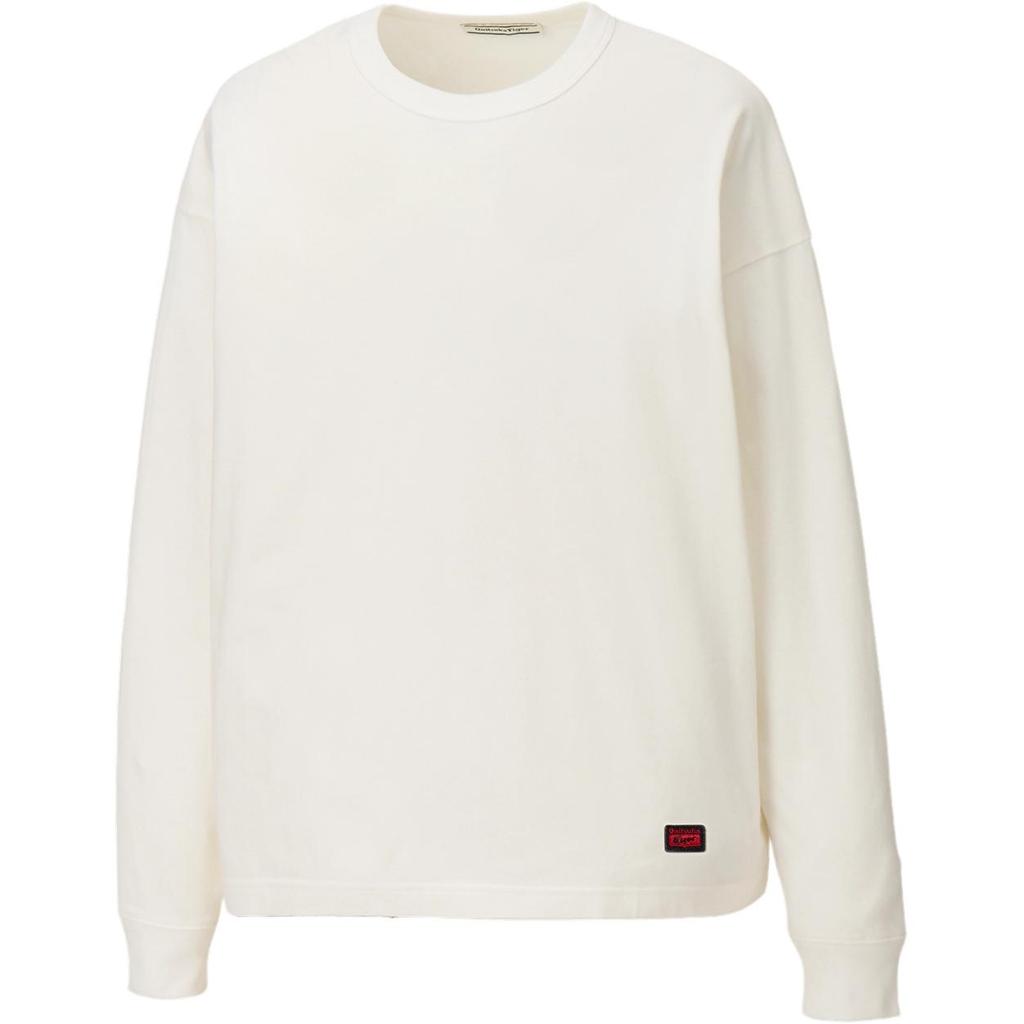 Onitsuka Tiger Solid Color Round Neck Drop Shoulder Long Sleeve T-Shirt Unisex Tops 2183B543-100