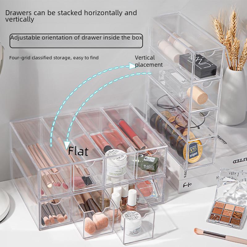 Schreibtischorganizer aus Acryl mit drei Schubladen, Sechs-Fächer-Aufbewahrung
