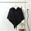 Thick Knit Winter Knitted Cape Cozy Texture Solid Neck Collar Hooded Triangle Scarf  Daily Travel