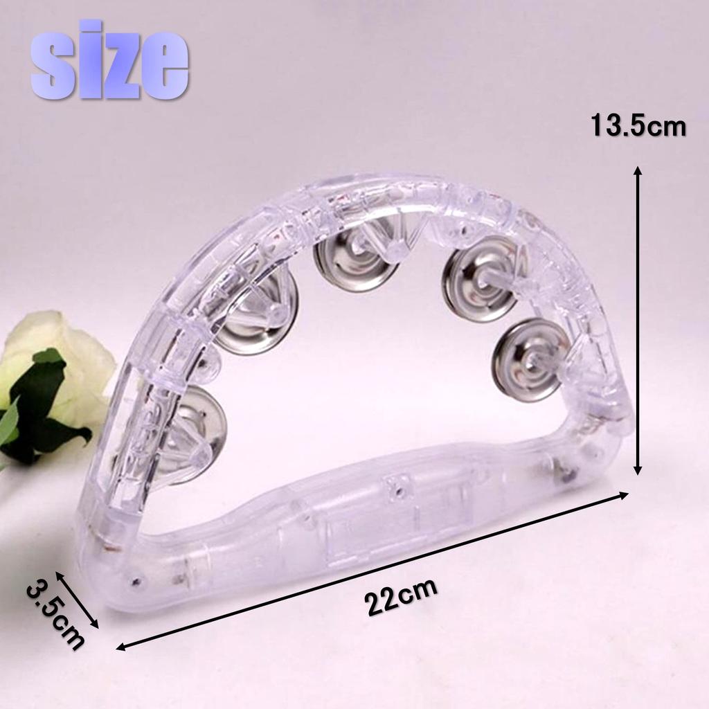 Leiasnow Illuminated Tambourines, Set of 3, LED, Karaoke, Party Supplies, Musical Instrument (Rainbow Colors, Set of 3)