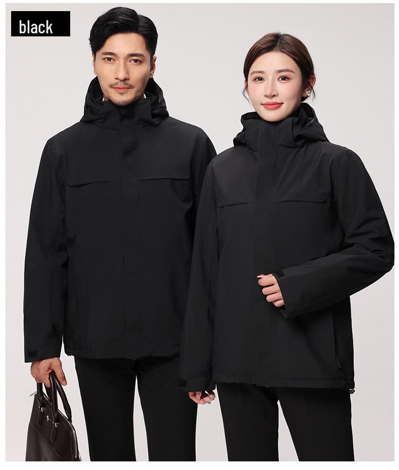 Winter Outdoor Heat-Sealed Warm Couple Outfit: Men's & Women's 3-in-1 Windproof Two-Piece Set