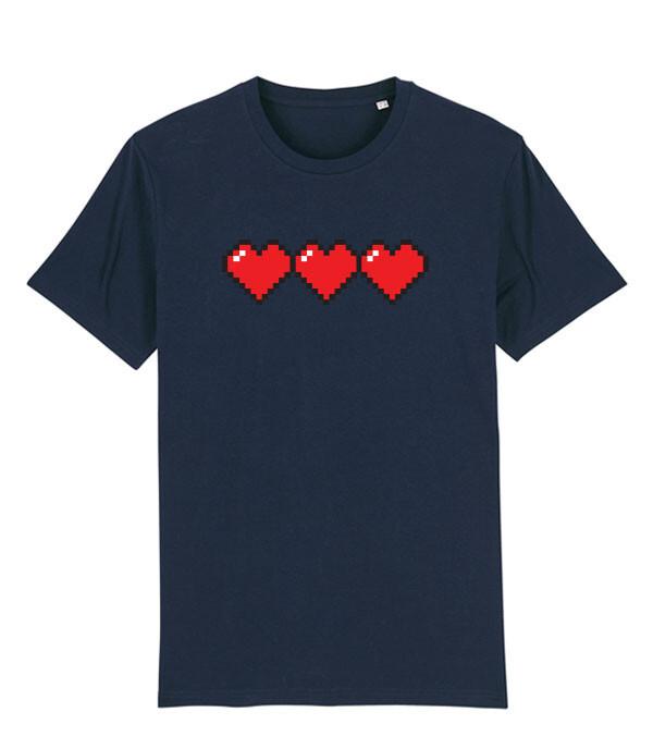 3 Pixel Hearts Retro Gaming Life Bar Videogame Unisexs Fit TShirt