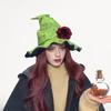 Fashion Witch Hat Breathable Witch Cap with Detachable Flower For Halloween Party And Theatrical Performances Dressingup