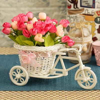 Cycle Shape Flower Vase with Peonies Bunches for Home Decor Center Table Bedroom Living Room Office Bathroom Decorative Gift Items New