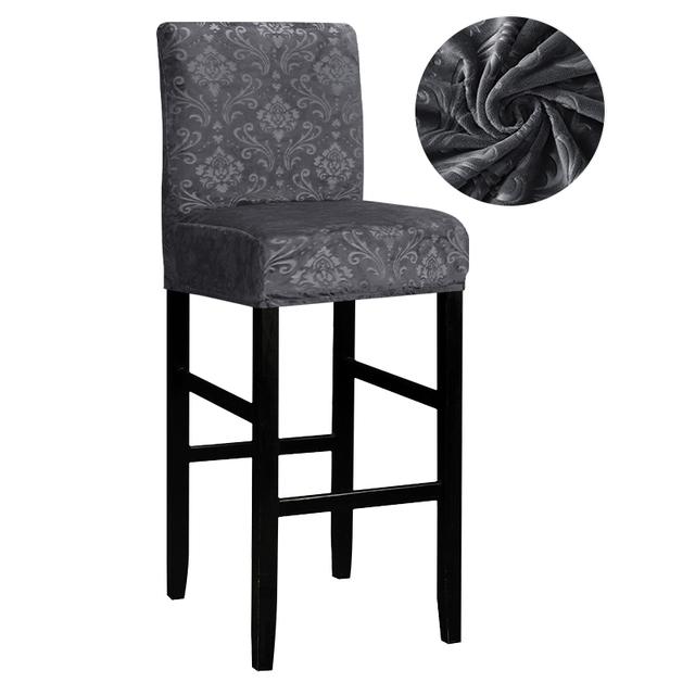 

Бархатный жаккардовый чехол на стул для барного стула, эластичный чехол для обеденного стула с короткой спинкой, спандекс для дома, банкета, кухонный чехол на сиденье