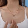 Ins Fashionable Stainless Steel 18K Real Gold Plated Love Heart Claws Fixing Stones Cubic Zircon Pendant Necklace for Women