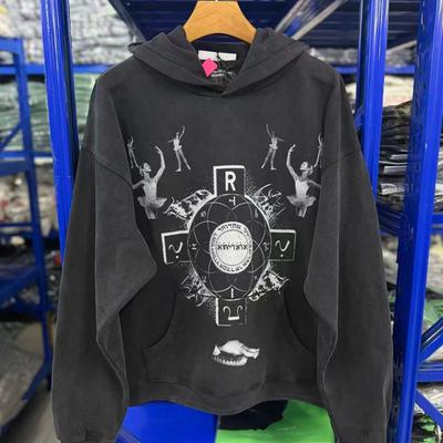 Sudadera con Capucha Oversize Unisex con Diseño de Estampado Desgastado Sudadera de Algodón Streetwear Juvenil Ropa Informal