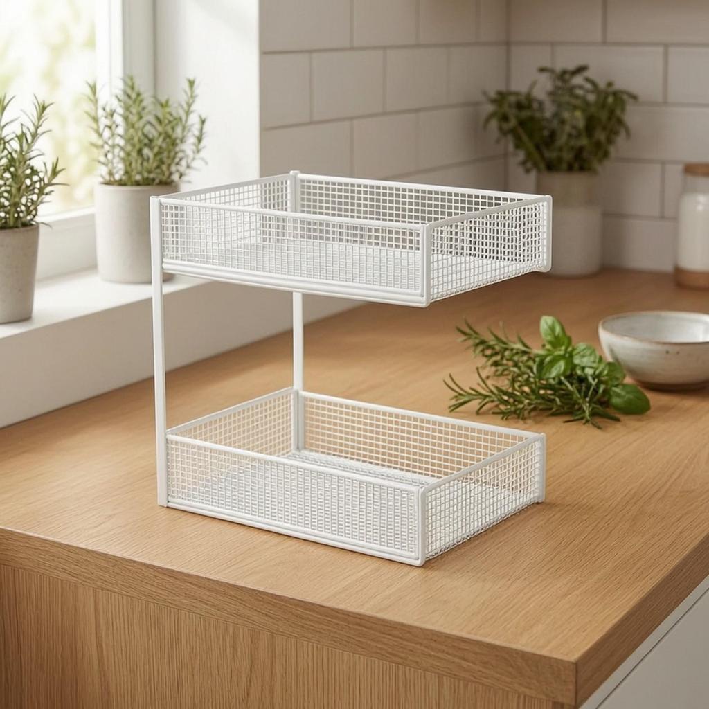 Space-Saving Potato Basket Ventilated, Kitchen Countertop Rack with Baskets,