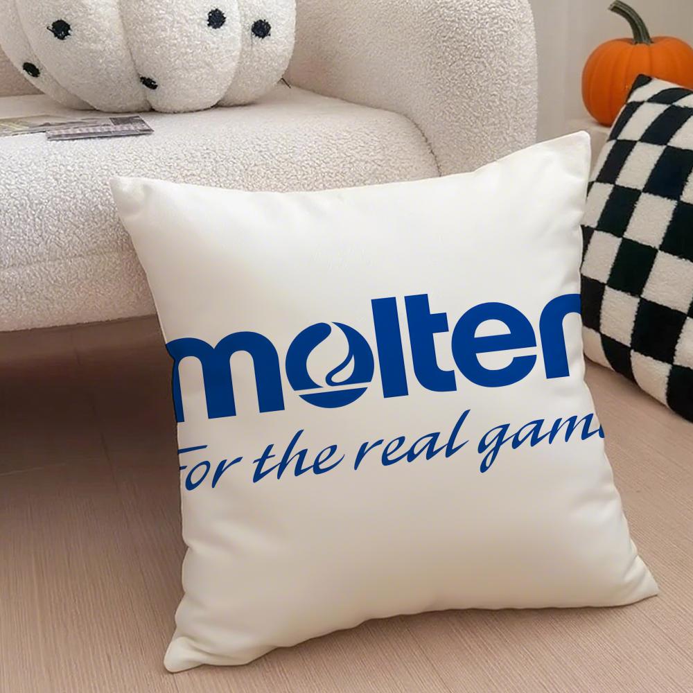 MMolten logo Cushion Cover Throw Pillow Cover Hidden Button Durable Polyester Chair Cushion