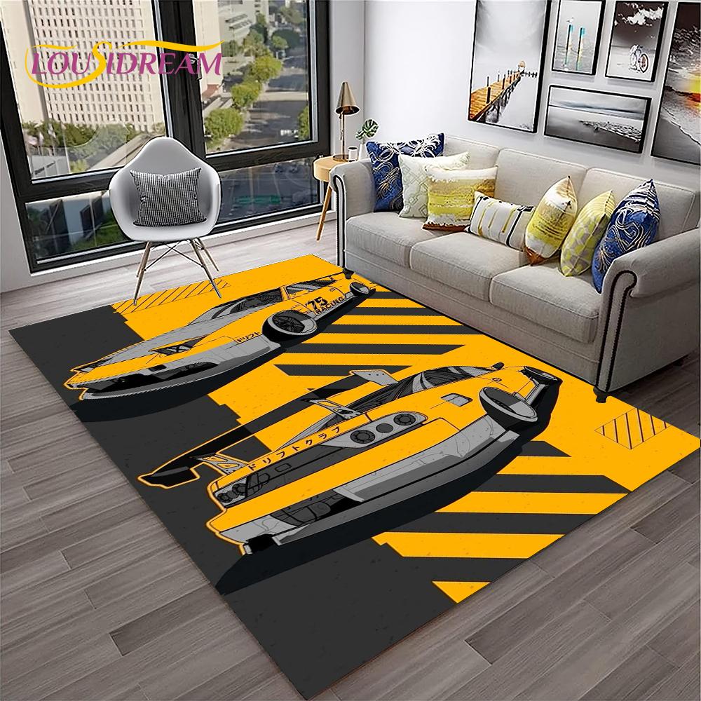 Sports Car Racing Car Carpet Rug for Home Living Room Bedroom Playroom Sofa Doormat Decor,Kids Game Area Rug Non-slip Floor Mat