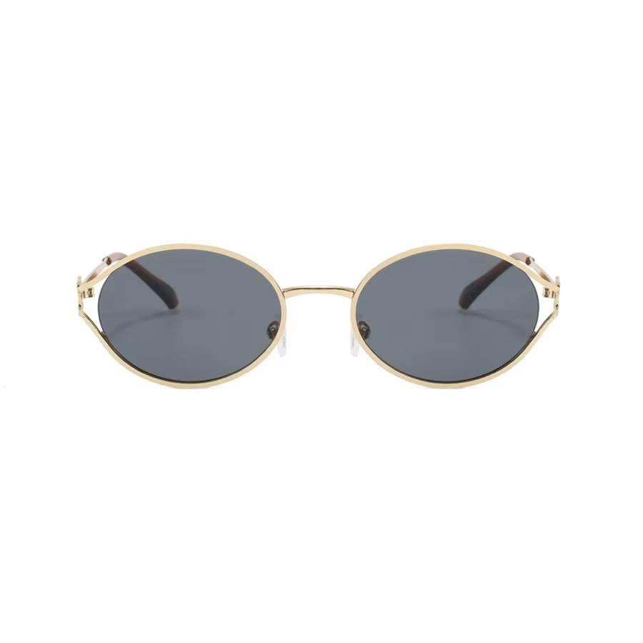 Luxury Brand Designer Oval Sunglasses For Women Sexy Metal Frame Small Round Sun Glasses Ladies Stylish Eyewear Shades UV400