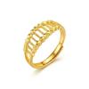 Gold Color Open Ring: Non-Plated, Carved Trapezoidal Pattern, Colorfast Sand Gold, Light Luxury, Chinese Style