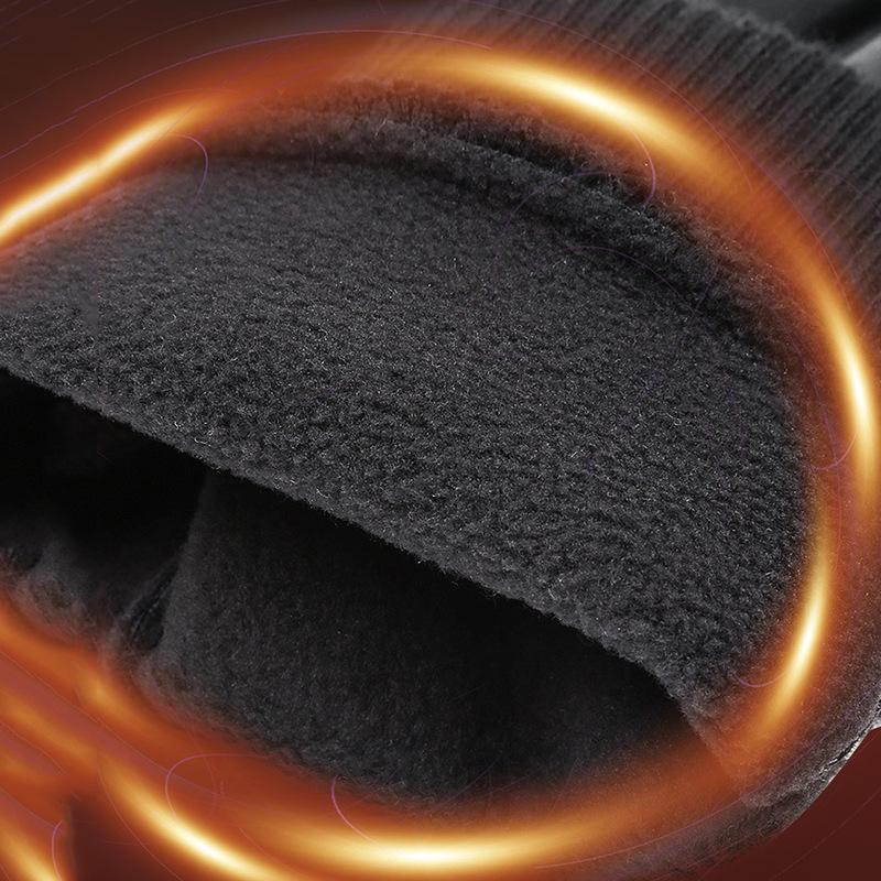 Men's Waterproof Winter Leather Gloves: Windproof, Touchscreen, Fingerless Flip Cover for Cycling, Driving, Fishing, and Takeaway Riding
