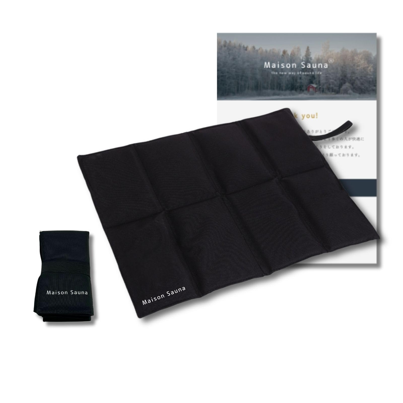 Maison Sauna Sauna Mat Lightweight Compact Design Foldable Sauna Goods Compact Thick Sauna Hat Sauna Mat (Wide Type Black)