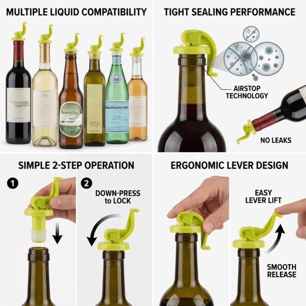 2pcs Easy Open Design Beverage Stopper Plug Silicone Bottle Vacuum Stopper Beverage Preservation