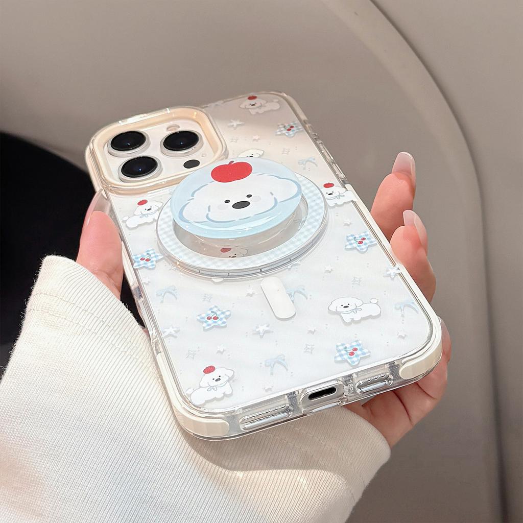 Magnetic Stand iPhone 17 Pro Max Cute Puppy Apple 16 Phone Case 14 Compatible 13 Shockproof 12 Korean Style