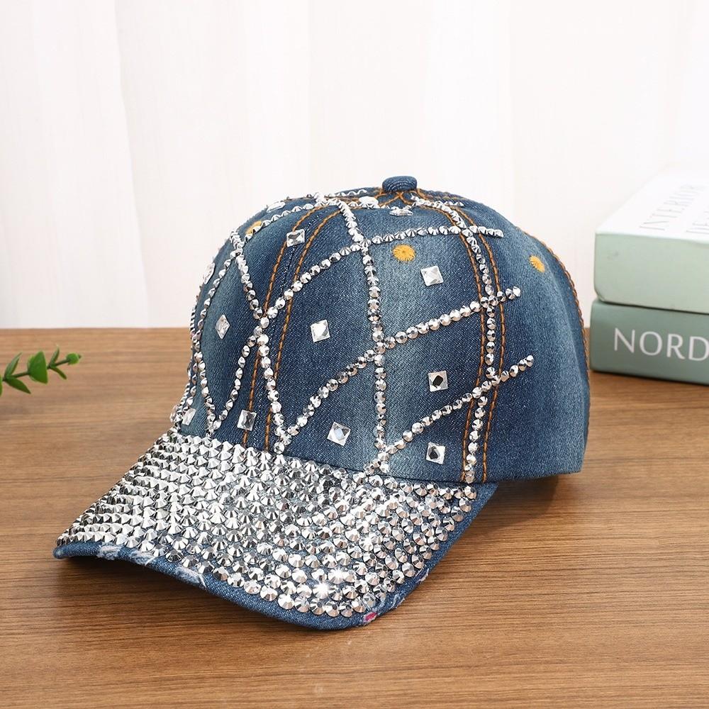 Strassverzierte Baseballkappe Verstellbare Entenschnabelmütze Modische Sonnenschutzmütze Unisex