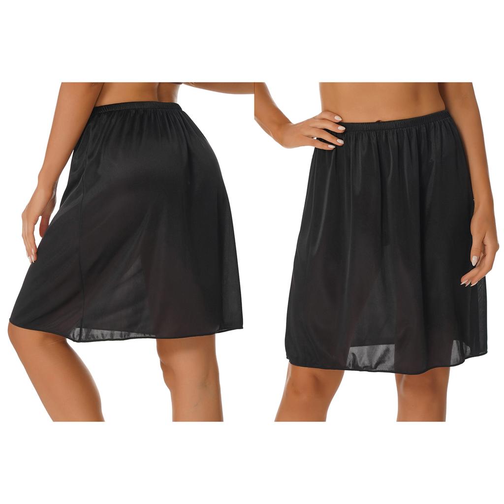 Mulheres Cor Sólida Meia Saia Deslizante Cintura Elástica Saia Midi Interna Saia Longa