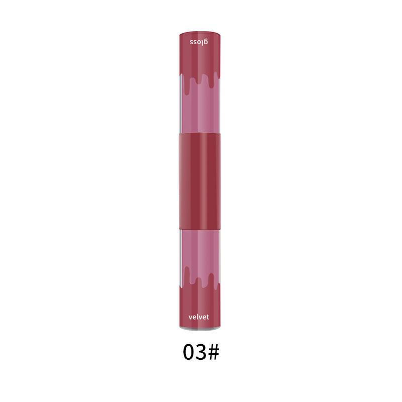 Double-Ended Non-Stick Cup Lip Gloss & Matte Velvet Lip Glaze - Two-in-One