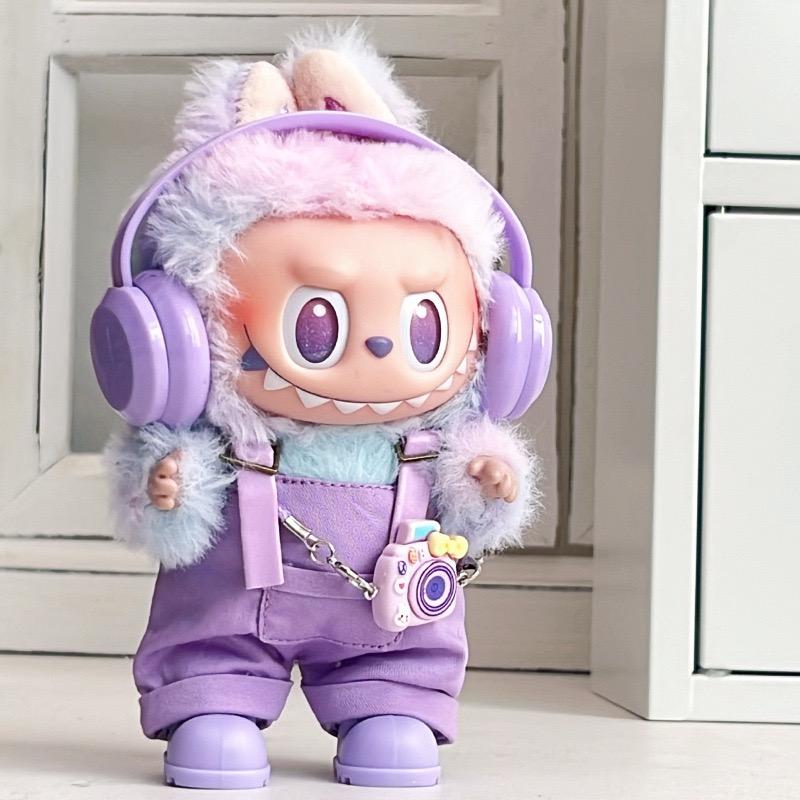 For Labubu clothing set includes headphones waist belt pants and accessories
