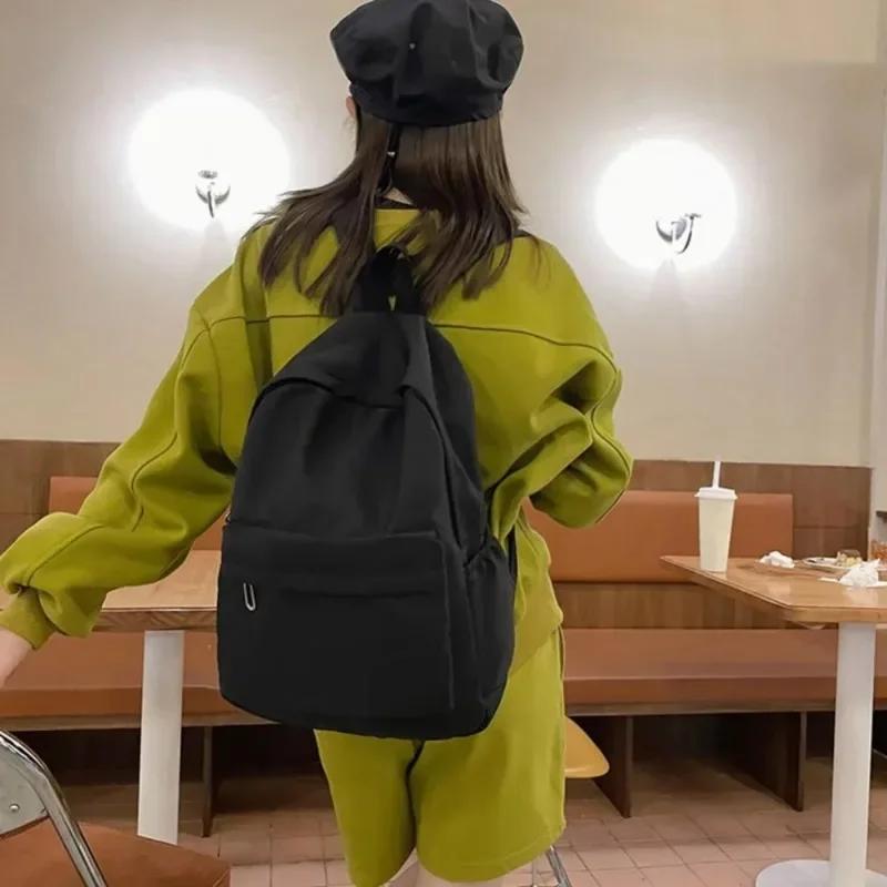 Rits Effen Kleur Waterdichte Rugzak Tieners Meisje Boeken Schrijfwaren Tassen Ins Mode Studenten Casual Grote Capaciteit Schooltas