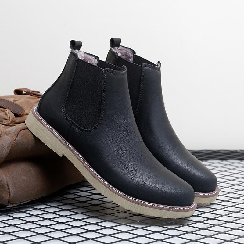 Fashion Men Retro Cowboy Boots PU European and American Business Office High Quality Chelsea Boots Outdoor Training Boots Size 38-48