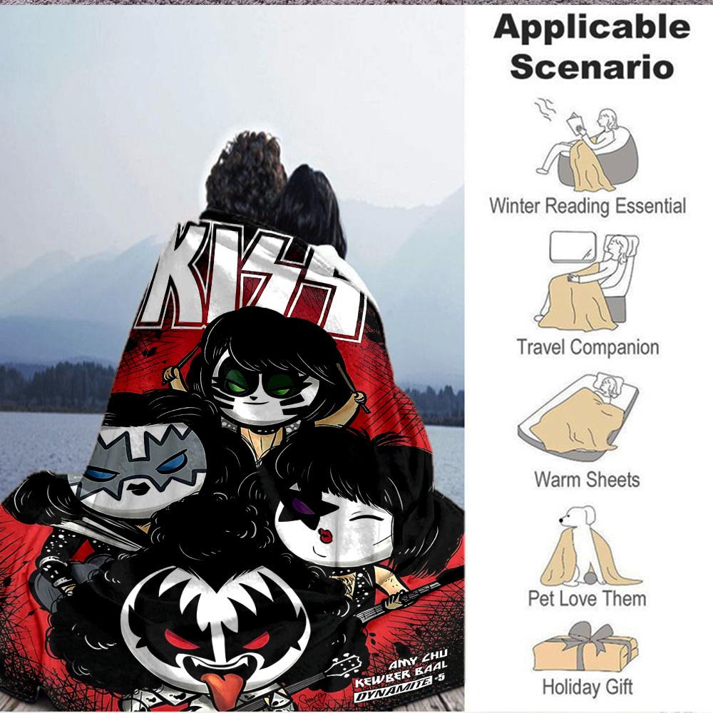 1pc KISS Band Flannel Blanket, Soft Skin Friendly with Digital Printing, Various Sizes Available for Family, Friends, Birthday