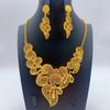 Gold Tone Dubai Long Necklace Earrings Sets Elegant Bridal Jewelry Sets for Women