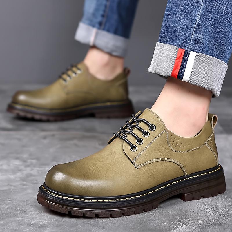 2024 Men's Retro Workwear Thick-Soled Leather Lace-Up Shoes, Style 11680