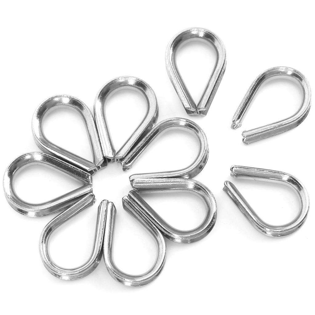 2MM Stainless Steel Boat Wire Rope Clamps Metal Cable Protective Ring Thimbles Clamps