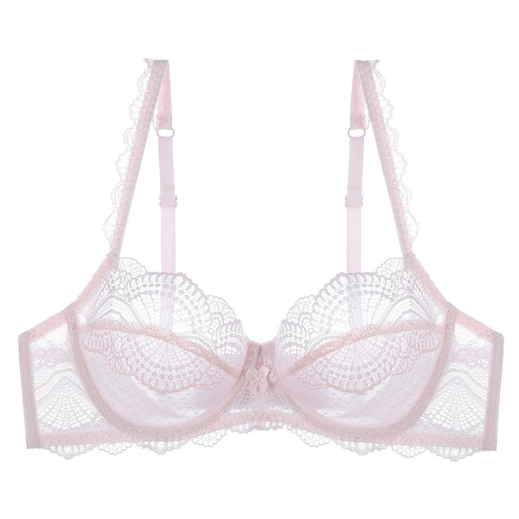 French Sexy Underwear Big Breasts Show Small Anti-sagging Underwear Summer Ultra-thin Pure Desire Large Size Lace Bra Cover