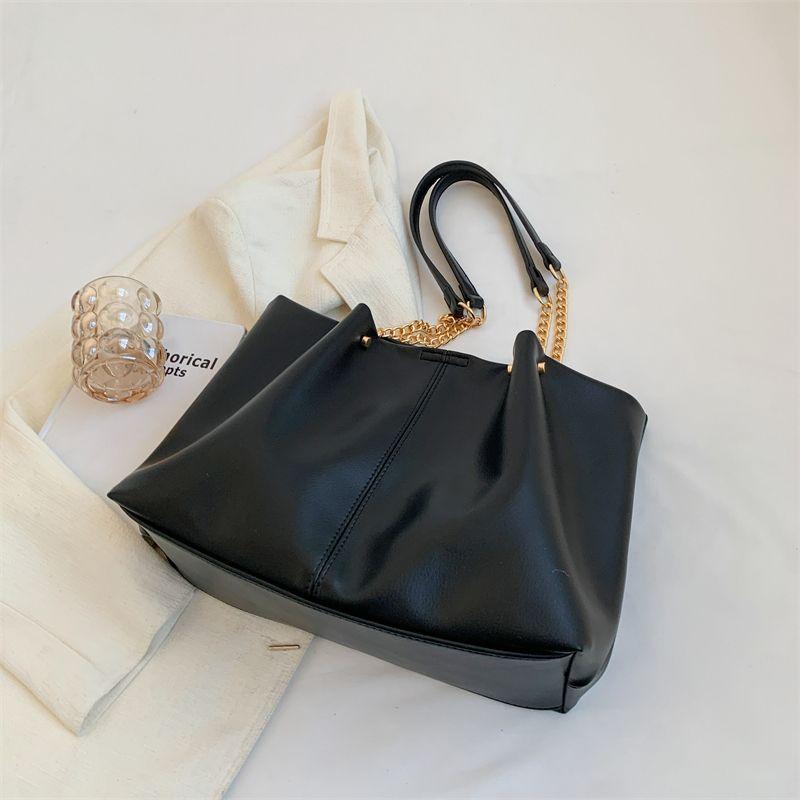 

Винтажная сумка-тоут из мягкой кожи для студентов колледжа на осень и зиму Black