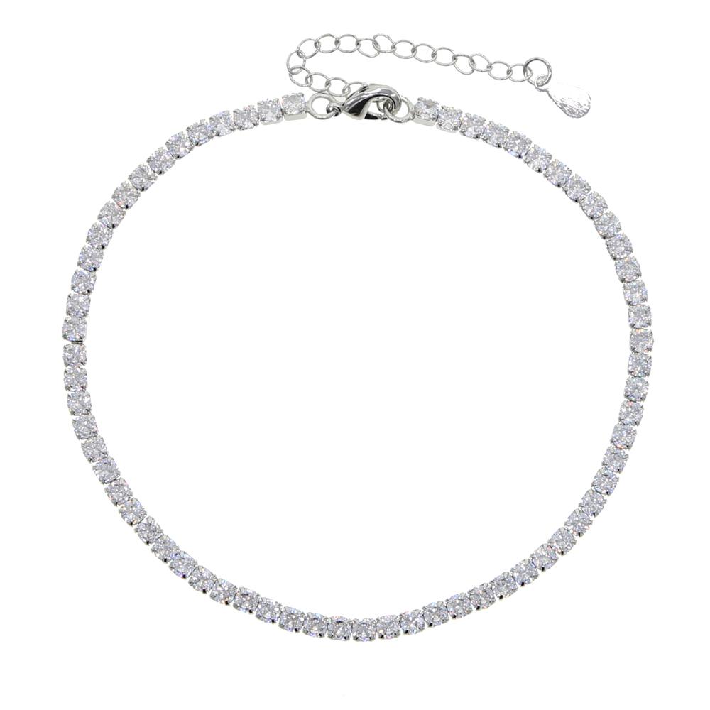 Silver Gold Rose Pink 3mm Zircon Cz Tennis Chain Iced Out Bling Women Charm Anklet