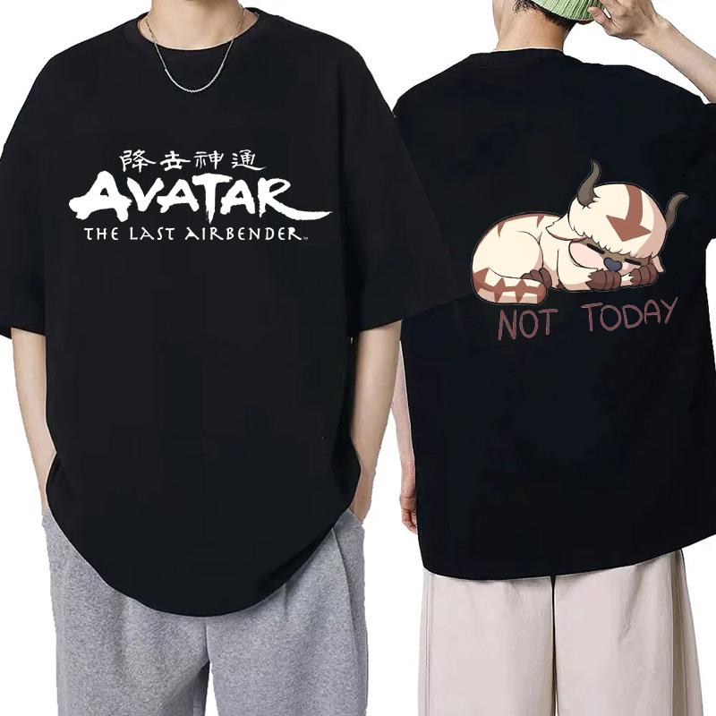 Vintage Washed Avatar The Last Airbender Appa Flying Bison Eastern Fantasy Animated Series Printed Cotton T-shirt Men Women Tee Summer Casual Fashion