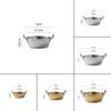 1pc Korean Style Salad Bowl 304 Stainless Steel Golden/Silver Instant Noodle Bowl with Double Handle Snack and French Fry Bowl