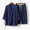 9XL Cotton and Linen Ice Silk Suit Man Summer Loose Large Size Chic Sports Linen Three-quarter Sleeve Shirt Three-quarter Pants Two-piece Suit