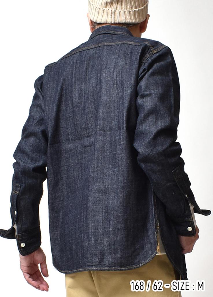 Long Sleeve Denim Shirt Work US [Houston] Men's (American Casual, Faded, Shirt, Cotton) (XL Size, Indigo)